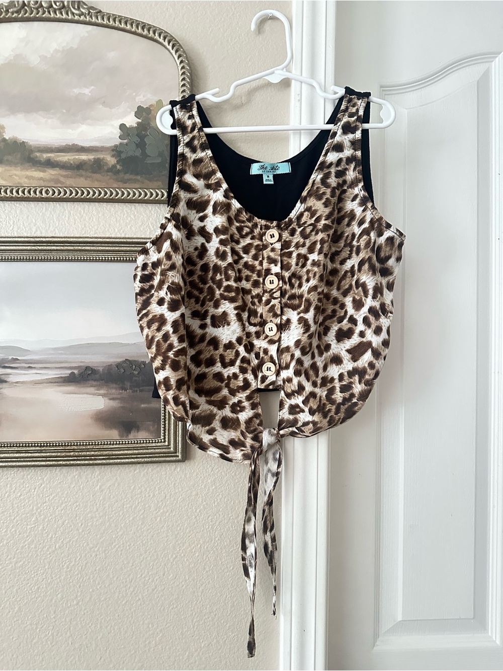 Leopard-Print Tie-Front Cami - Brown & Black
